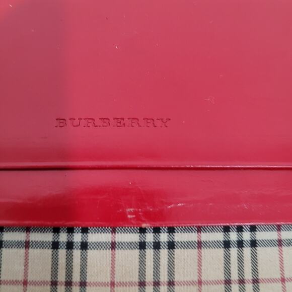 Burberry Leather Wallet Red Clutch Logo Large Nova Designer Vintage Folding Fair - Picture 4 of 13